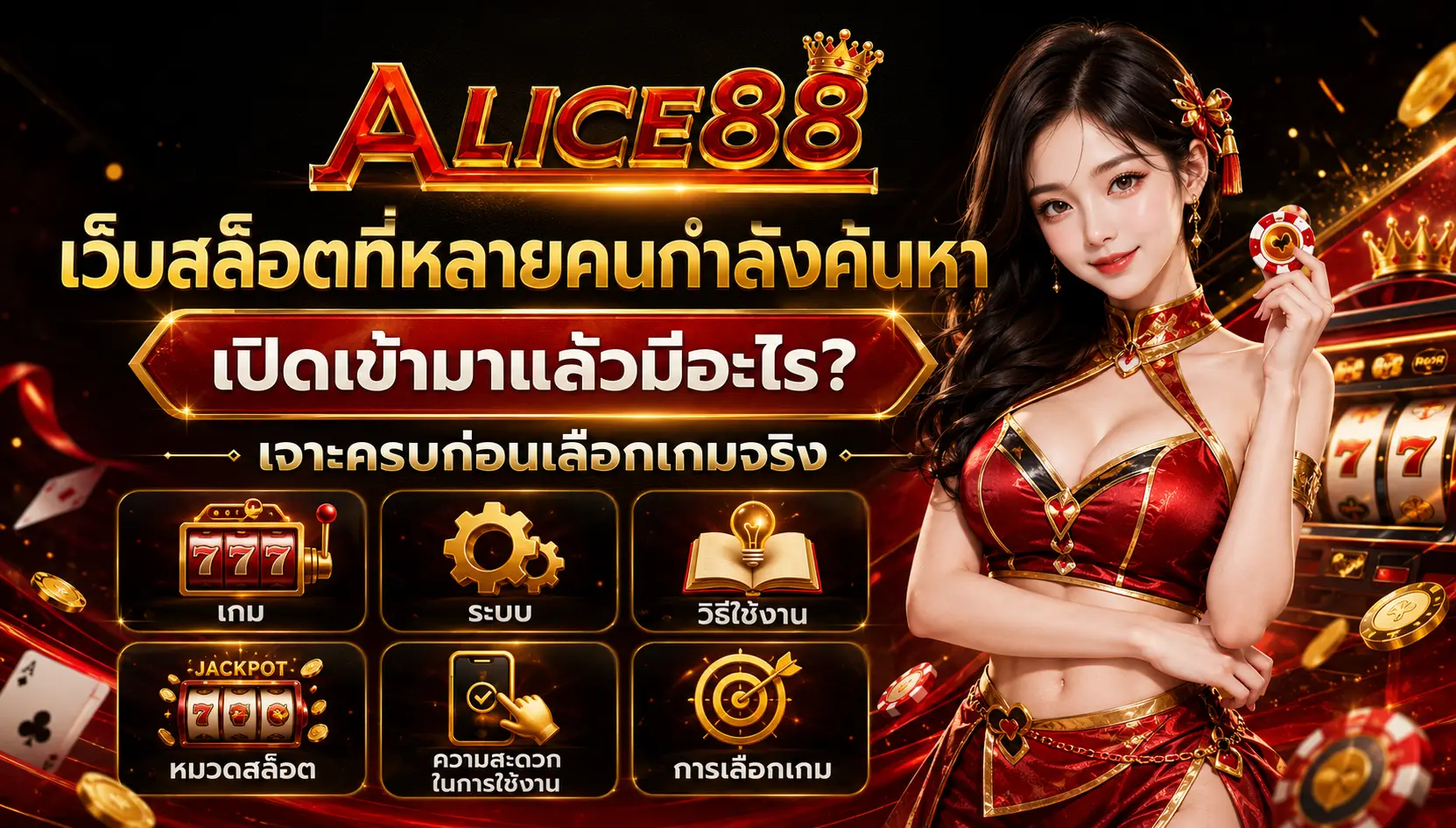 alice88 เว็บสล็อตที่หลายคนกำลังค้นหา เปิดเข้ามาแล้วมีอะไร? เจาะครบก่อนเลือกเกมจริง